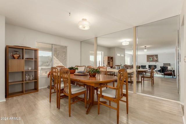 dining room with plenty of natural light and light wood-type flooring