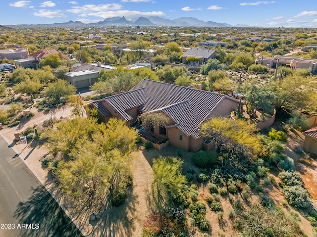 bird's eye view with a mountain view