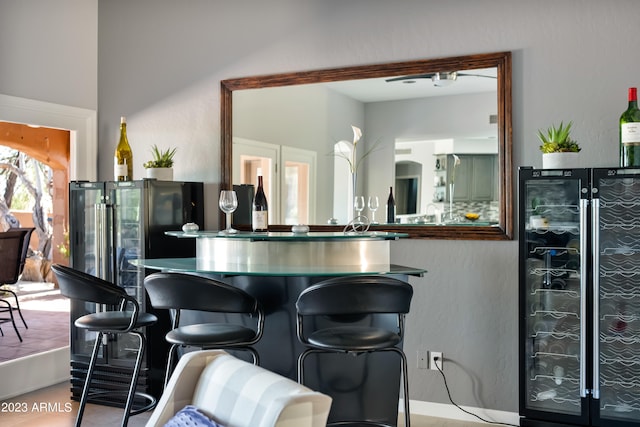 kitchen with beverage cooler