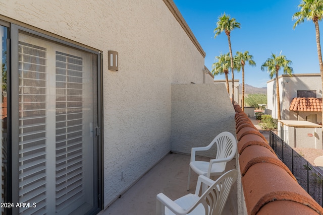 exterior space featuring a mountain view