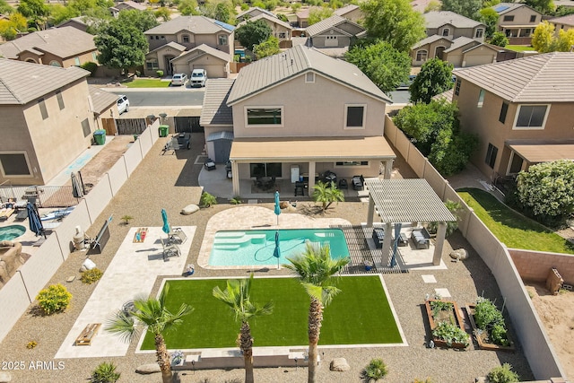 bird's eye view with a residential view
