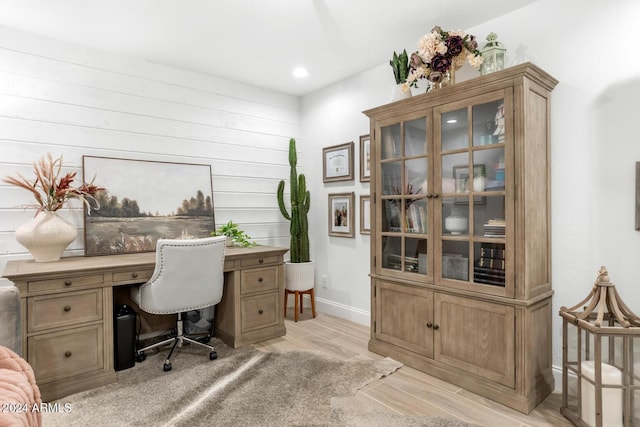 office space featuring light wood-type flooring