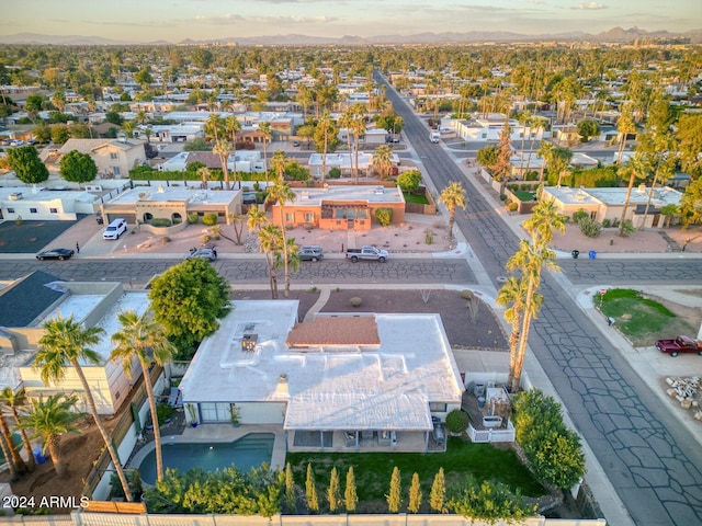 view of aerial view at dusk