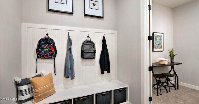 mudroom featuring light tile patterned floors