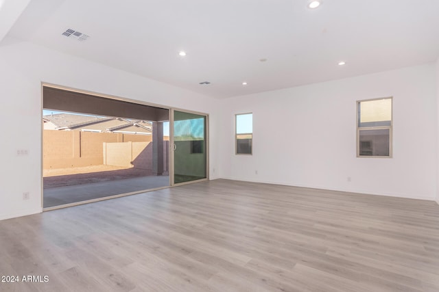 interior space with light hardwood / wood-style floors