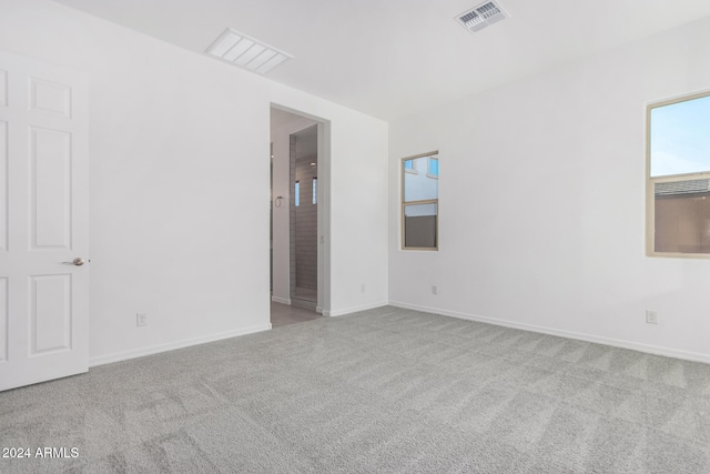 spare room featuring light colored carpet