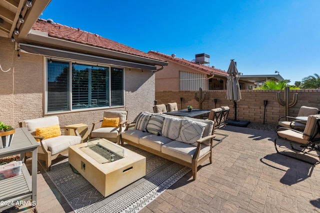 view of patio with an outdoor living space