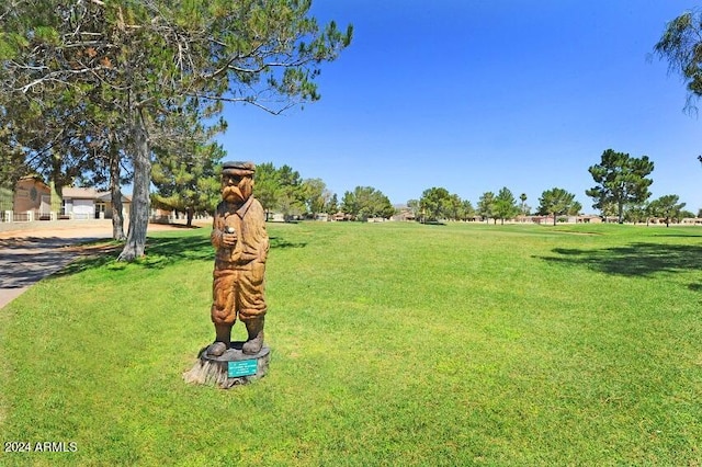 surrounding community featuring a yard and a garage