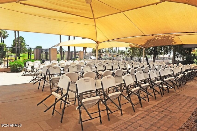 view of patio featuring a bar