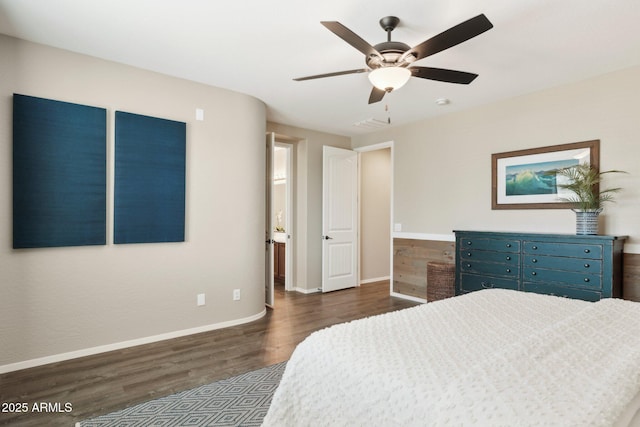 11048 E Quintana Ave, Mesa, AZ 85212 - bedroom featuring dark wood-type flooring and a ceiling fan