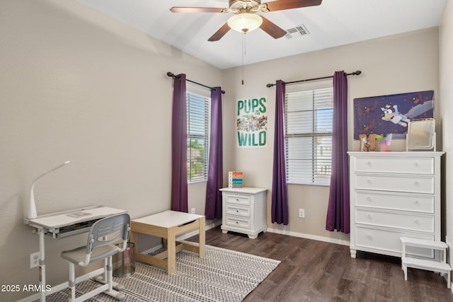 11048 E Quintana Ave, Mesa, AZ 85212 - office with ceiling fan and dark wood finished floors