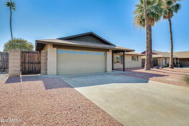 single story home with a garage