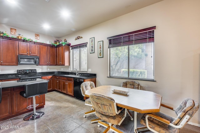 kitchen with sink and black appliances