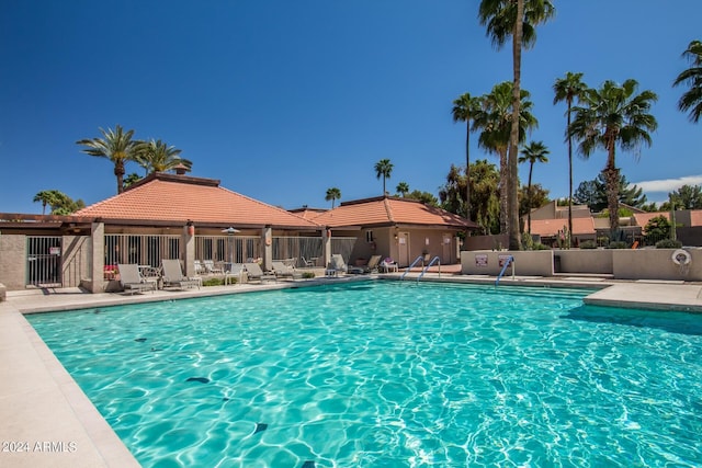 view of pool featuring a patio