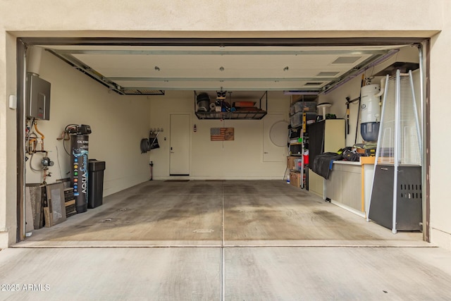 garage with water heater