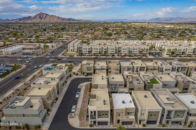 aerial view with a mountain view and a residential view