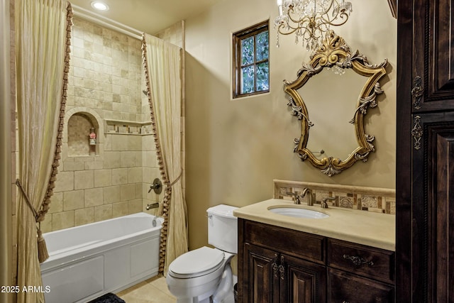 10894 E Turquoise Ave, Scottsdale, AZ 85259 - full bathroom with vanity, tile patterned floors, toilet, and shower / bath combo