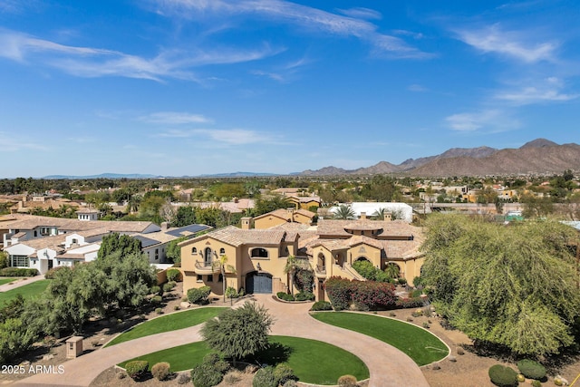 10894 E Turquoise Ave, Scottsdale, AZ 85259 - exterior space with a residential view, a mountain view, and a chimney