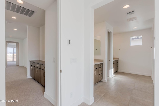 hall with light carpet and a wealth of natural light