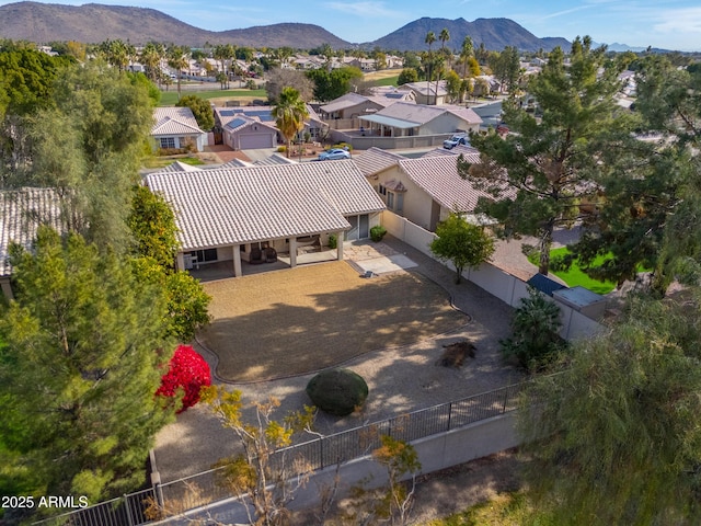 drone / aerial view with a mountain view