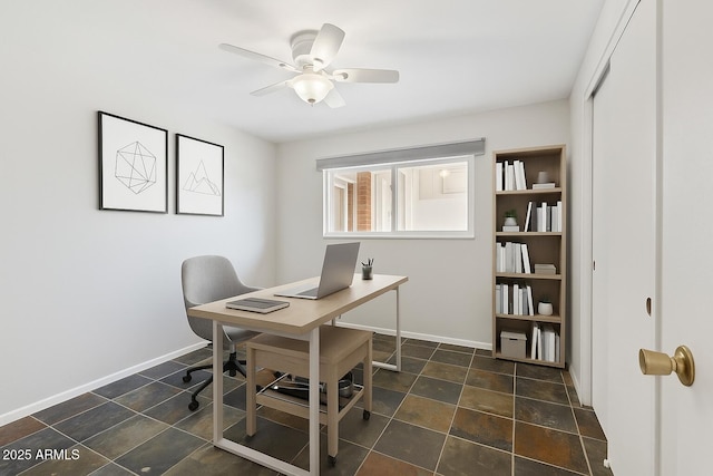 8301 E Indianola Ave, Scottsdale, AZ 85251 - home office with a ceiling fan and baseboards
