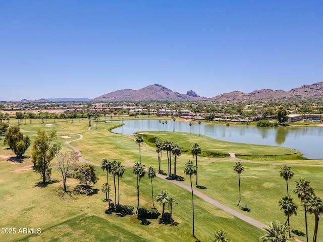 8301 E Indianola Ave, Scottsdale, AZ 85251 - drone / aerial view of a water and mountain view and a golf club