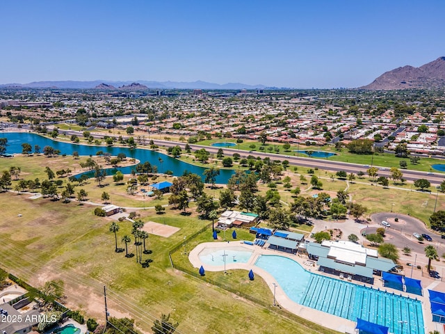8301 E Indianola Ave, Scottsdale, AZ 85251 - aerial perspective of suburban area featuring a water and mountain view and a pool area