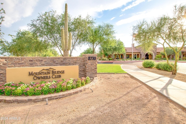 view of community sign