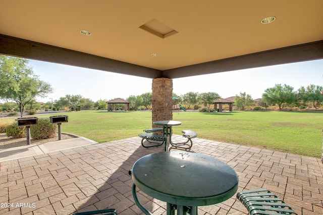 view of patio / terrace featuring a gazebo