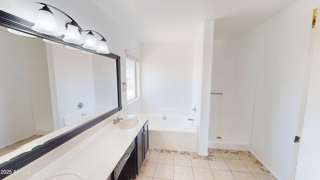 8541 W Pershing Ave, Peoria, AZ 85381 - bathroom with double vanity, a bath, and tile patterned flooring