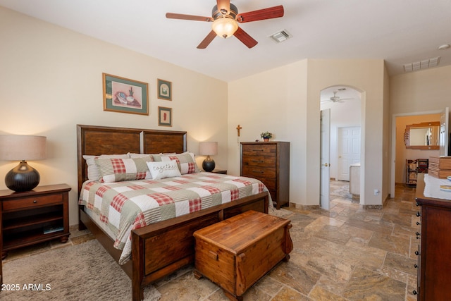 6931 S Four Peaks Way, Chandler, AZ 85249 - bedroom featuring stone tile flooring and ceiling fan