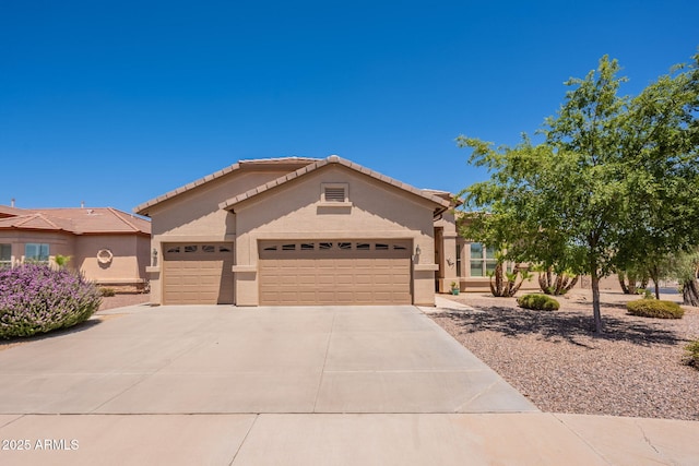 6931 S Four Peaks Way, Chandler, AZ 85249 - view of front of home with an attached garage, driveway, stucco siding, and a tile roof