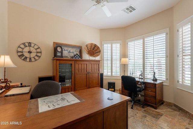 6931 S Four Peaks Way, Chandler, AZ 85249 - office space with light stone finish flooring and ceiling fan