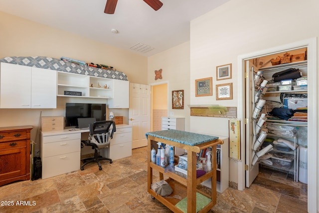 6931 S Four Peaks Way, Chandler, AZ 85249 - office area featuring stone tile flooring and ceiling fan