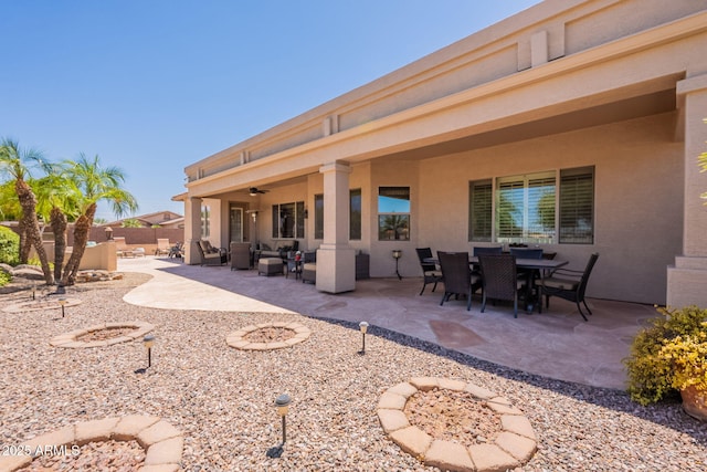 6931 S Four Peaks Way, Chandler, AZ 85249 - view of patio / terrace featuring a ceiling fan, an outdoor hangout area, and outdoor dining area