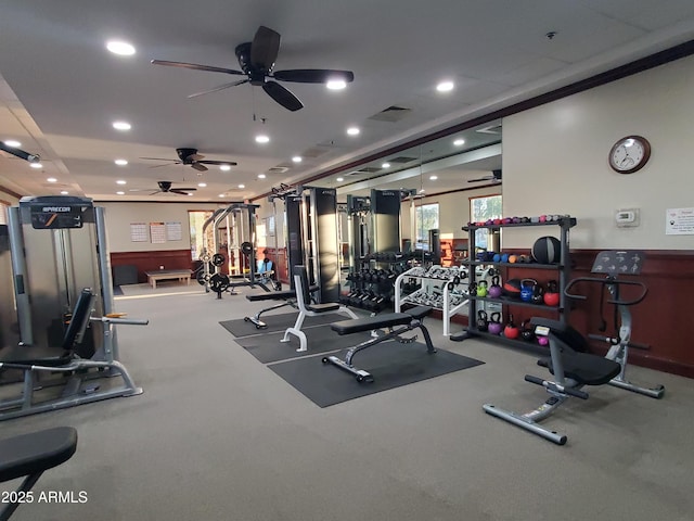 6931 S Four Peaks Way, Chandler, AZ 85249 - workout area with ceiling fan and recessed lighting