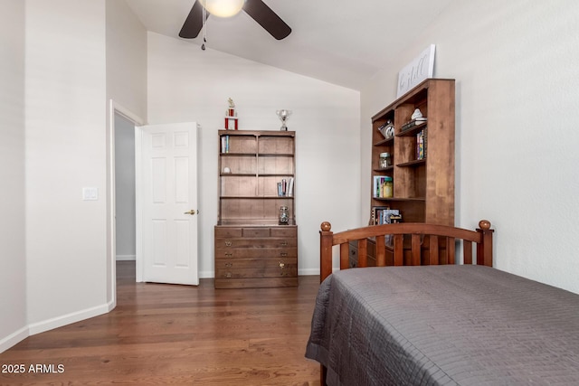 3581 W Ironwood Dr, Chandler, AZ 85226 - bedroom featuring wood finished floors, lofted ceiling, and baseboards