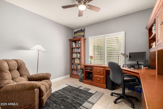3581 W Ironwood Dr, Chandler, AZ 85226 - home office with a ceiling fan and light tile patterned floors