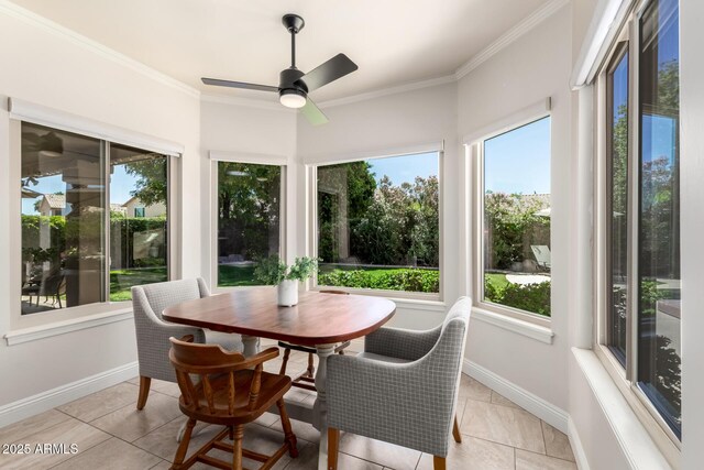 3581 W Ironwood Dr, Chandler, AZ 85226 - sunroom with ornamental molding, baseboards, and tile patterned flooring