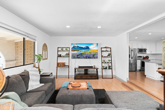 living room featuring light hardwood / wood-style flooring