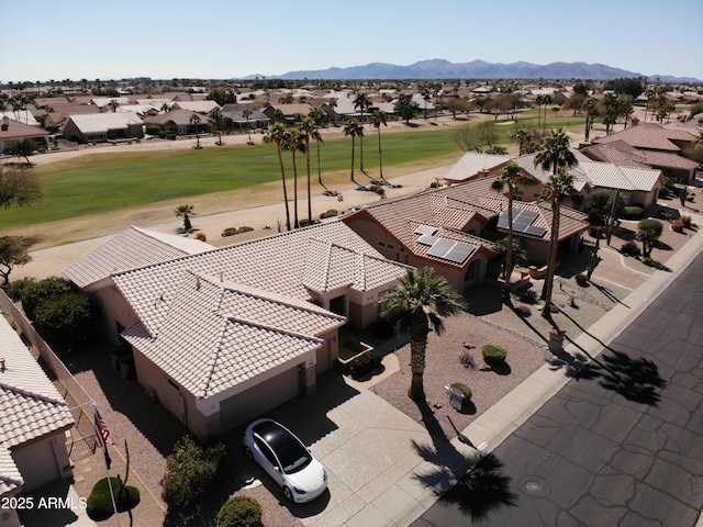 birds eye view of property featuring a residential view and a mountain view