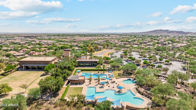 bird's eye view with a mountain view