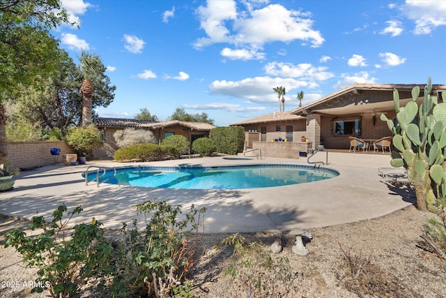 view of swimming pool with a patio