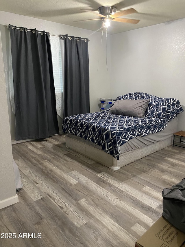 3229 W Cholla St, Phoenix, AZ 85029 - bedroom with wood finished floors, a ceiling fan, and baseboards