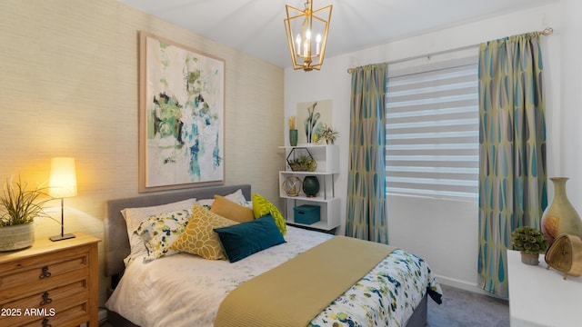 3956 S Hollyhock Pl, Chandler, AZ 85248 - bedroom featuring a chandelier, carpet flooring, and baseboards