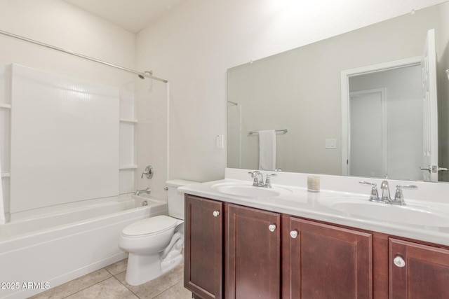 25945 W Runion Dr, Buckeye, AZ 85396 - bathroom with double vanity, washtub / shower combination, and tile patterned flooring