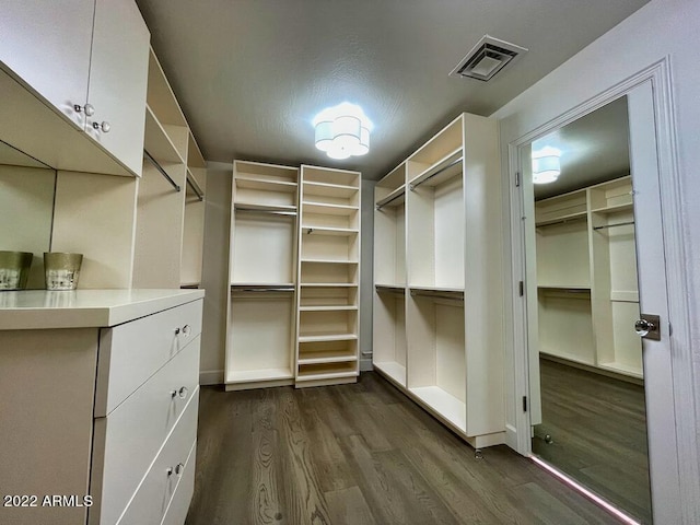 walk in closet featuring dark hardwood / wood-style flooring