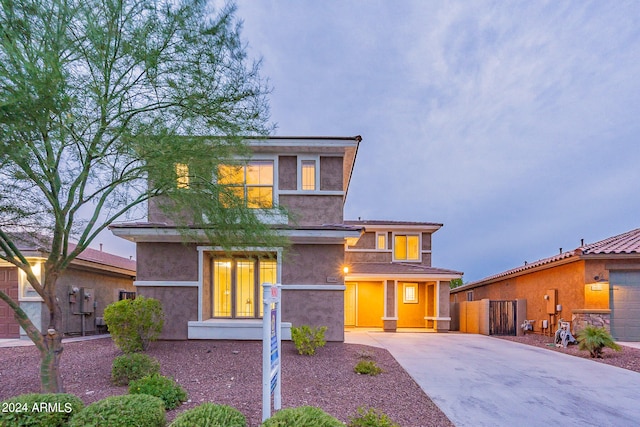 view of front of home with a garage