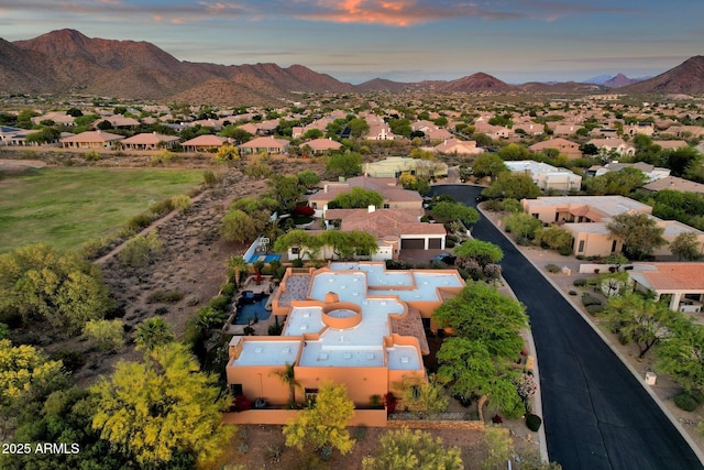 aerial view with a mountain view