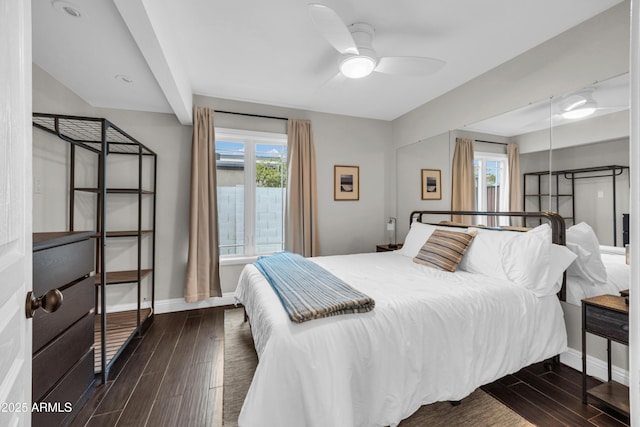 5435 E Cambridge Ave, Phoenix, AZ 85008 - bedroom featuring dark wood-style floors and ceiling fan